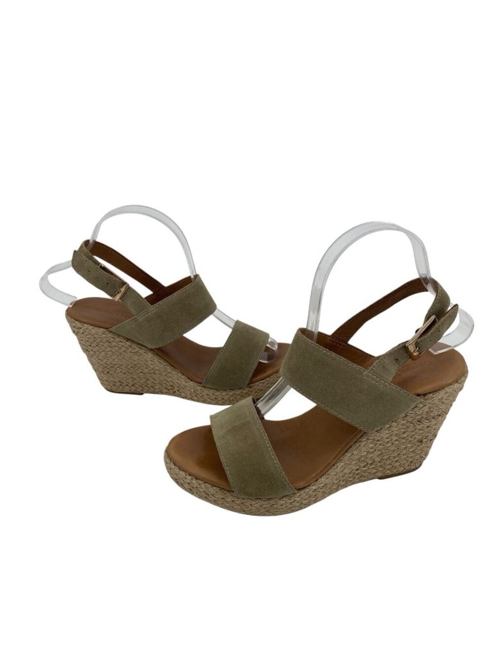 Garnet Hill Size 8 Suede Leather Strappy Wedge Espadrille Sandals Made In Italy
